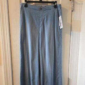 GLORIA VANDERBILT BRAND WOMEN'S PLUS BLUE WIDE LEG SLIP-ON CROP PANTS SIZE 18
